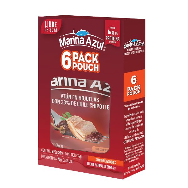 Marina azul atún con chile chipotle 4 pack 74g