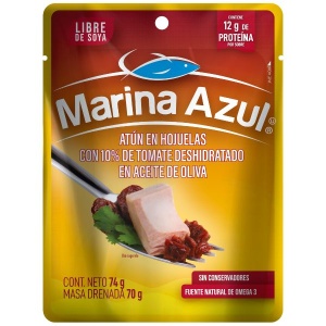 Marina azul atún con tomates deshidratados en aceite de oliva 74g