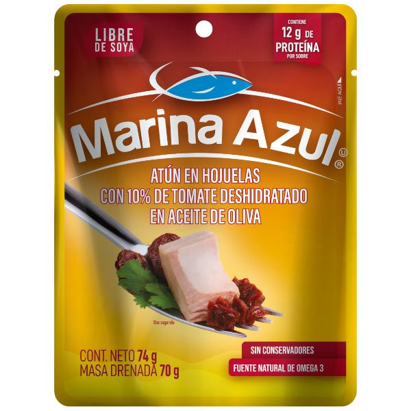 Marina azul atún con tomates deshidratados en aceite de oliva 74g