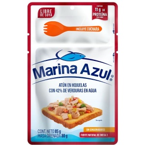 Marina azul atún con vegetales en agua 85g