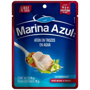 Marina azul atún en agua 74g