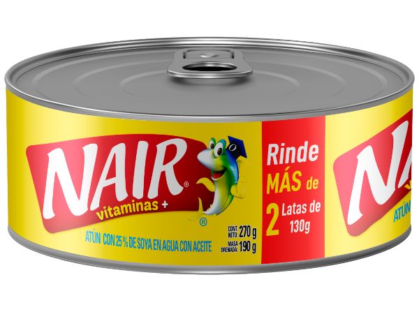 Nair vitaminas+ atún con 25% de soya en agua con aceite 270g
